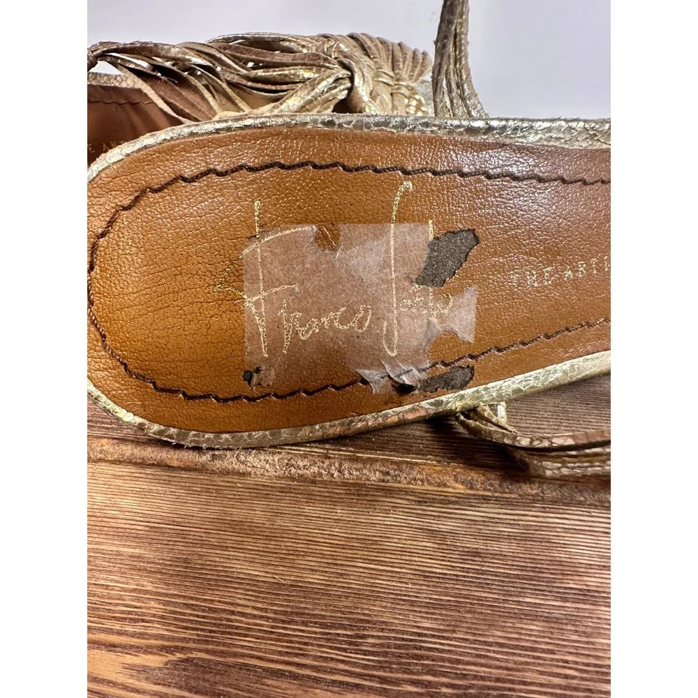 Franco Sarto Artists Collection Gold Cork Platform Wedges Womens 6.5 Y2K McBling